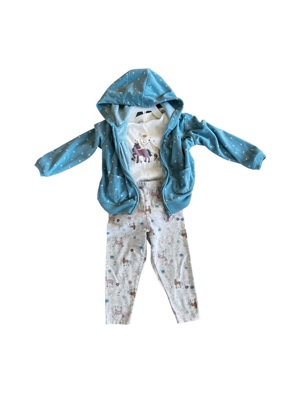 Carter’s Unicorn Matching Set- Hoodie, T Shirt Onesie and Leggings